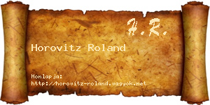 Horovitz Roland névjegykártya